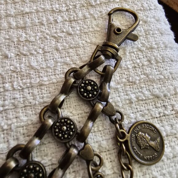 Vintage Hematite Swag Chain Link Belt with Coin Medallions - Picture 3 of 7